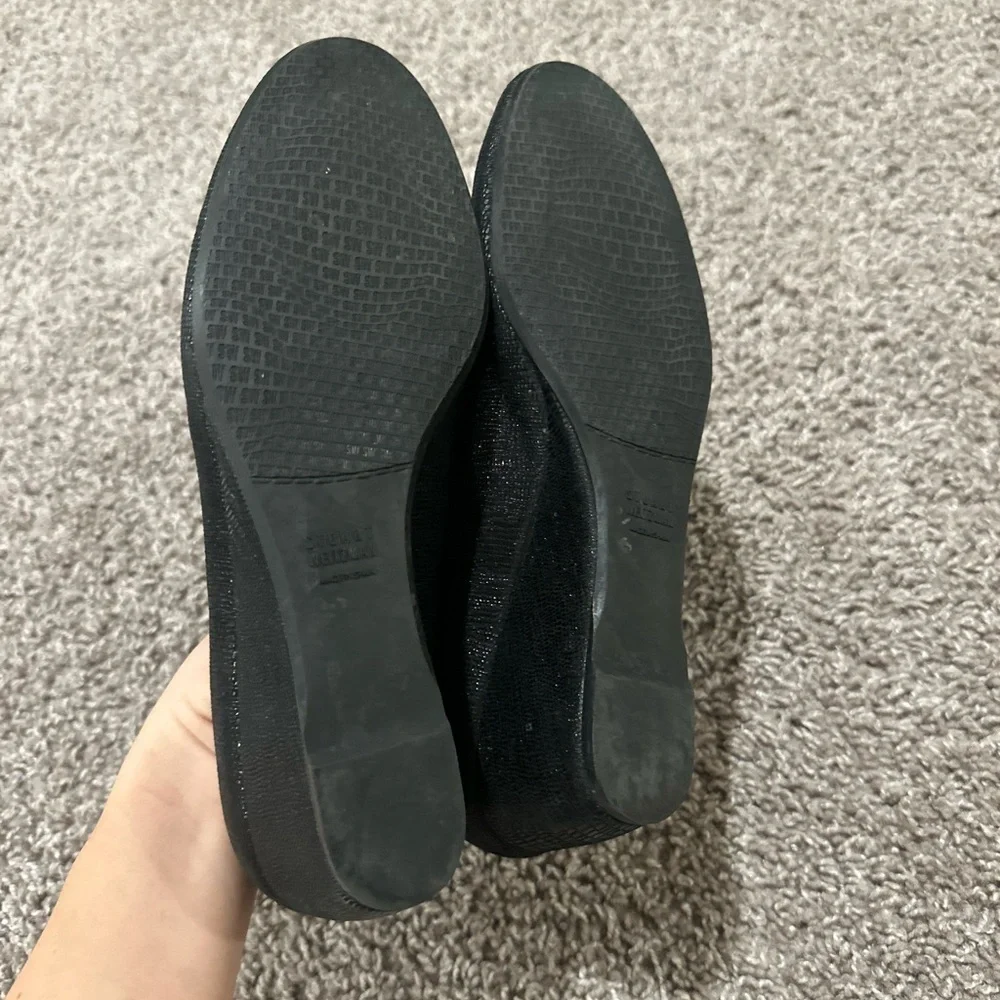 Stuart Weitzman Black Reptile Print Wedges Women’s , size 9.5